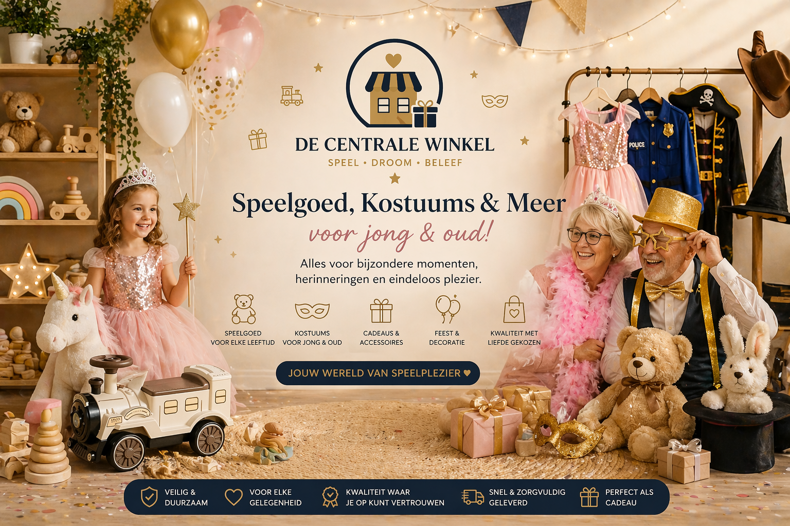 Homepage De Centrale Winkel – Alles voor Spelen, Verkleedplezier & Cadeaus