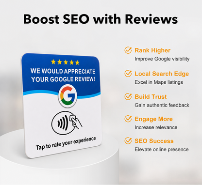 Google Review NFC Kaart – Zelfklevend & Herprogrammeerbaar – PVC