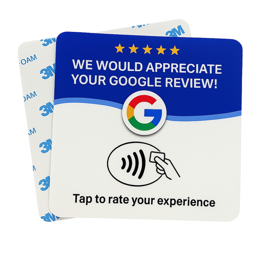 Google Review NFC Kaart – Zelfklevend & Herprogrammeerbaar – PVC