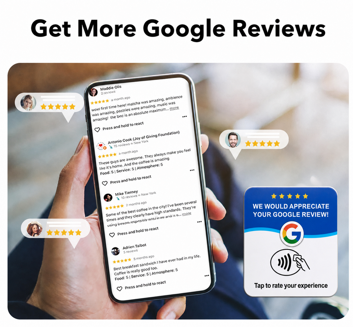 Google Review NFC Kaart – Zelfklevend & Herprogrammeerbaar – PVC