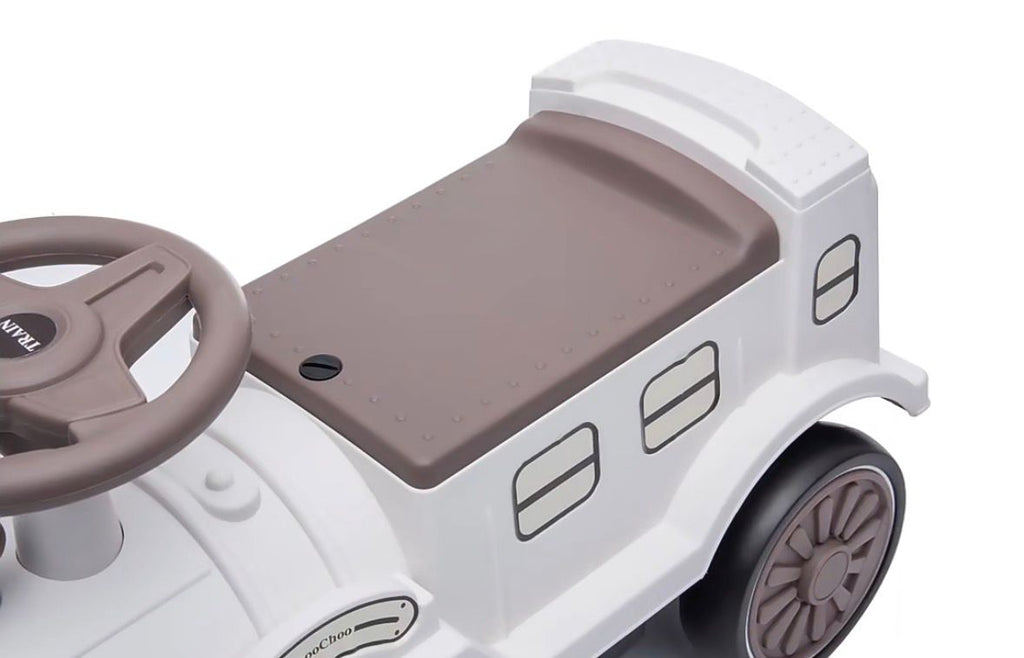 Looptrein Vintage Bruin/Wit – Loopauto 60 cm - Kinderspeelgoed