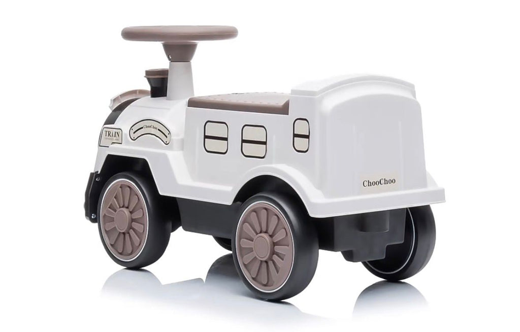 Looptrein Vintage Bruin/Wit – Loopauto 60 cm - Kinderspeelgoed