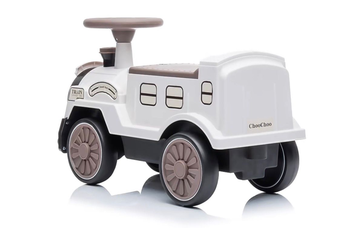 Looptrein Vintage Bruin/Wit – Loopauto 60 cm - Kinderspeelgoed